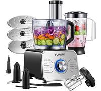 FOHERE Food Processor Multifunctional, 3-Speed Food Processor and Blender Combo with 3.5 L Bowl, 1.5 L Blender Jug, Simple Operation for Blending, Dicing, Slicing, Shredding, Mincing, and Pureeing