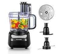 FOHERE Food Processor, Multifunctional Electric Food Mixer with 12 Cup Dishwasher Safe Bowl, 3 Blades and 3 Speeds for Chopping, Slicing, Mincing, Doughing and Puree, 500W, Grey