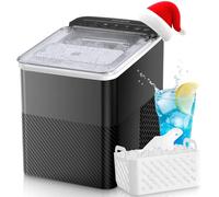 FOHERE Ice Maker Machine Countertop, 14KG Ice Cube Maker with Self-Cleaning Function, 9 Cubes in 5 Mins, 2 Bullet Ice Sizes, Portable Ice Machine with Ice Scoop & Basket, for Home/Kitchen/Office/Bar
