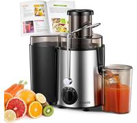 Juicer Machines, FOHERE Centrifugal Juicer Extractor Max Power 900W,Large 3” Feed Chute for Whole Fruit and Vegetables,3 Speed Control, 400w Motor,Cleaning Brush and Recipe Included (Silver)
