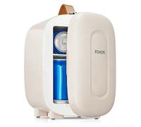 FOHERE Mini Fridge 5 Liter/6 Cans, Portable Mini Cooler, AC+DC Power Compatibility, Small Fridge for Bedroom, Offices, Car, Skincare, Makeup, Cosmetics, Drinks, White