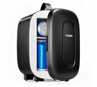 FOHERE Mini Fridge Portable, 5 Liter/6 Cans Small Fridge Cooler & Warmer, Quiet, DC/AC Power, Cmpact Mini Fridge for Bedrooms, Office, Skincare, Car, Travel, Black