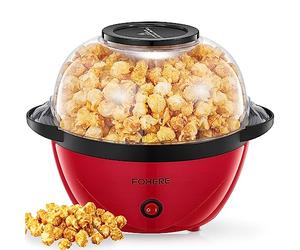FOHERE Popcorn Maker Machine, 3.5L Popcorn Popper for Home, Electric Stirring Popcorn Popper with Sugar & Oil, Non-Stick Coating, Quiet and Fast, For Movie Nights, Christmas Eve