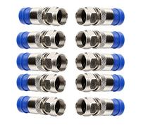 Fohevers 10pcs F Type Connector Plug RG6 Compression Adapter Coax Crimp Aerial Cable Ends for Coaxial Cable TV - Blue