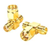Fohevers 2 Pcs SMA Male to Dual Female Adapter SMA T-Type Splitter RF Coaxial Coax Connector for Ham Radio, Scanner, WiFi Booster, Cellular Antenna, CCTV, Security Camera, Video Splitter