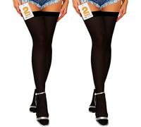 Fohevers 2 Pcs Womens Thigh High Stockings Thigh High with Silicone Socks high Highs Stay Up Opaque Over The Knee High, Black