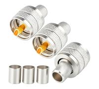 Fohevers 3 Pack UHF PL259 Male Plug Crimp Coax Connector - 50 Ohm RF Coaxial Cable Adapter for CB Radio/Ham Radio/Antenna
