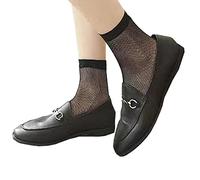 Fohevers Womens Fishnet Socks Short Ankle Sock High Mesh Fishnet Hosiery 3 Pairs,Black, Small Net