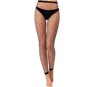Fohevers Womens Footless Sparkly Fishnet Glitter Tight Diamante No Toes Tights Diamond Rhinestone Shimmer Fishnets Black, Medium Net