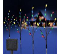 Fohil 4 Pack Solar Christmas Tree with Strawberry Lights Outdoor Waterproof Solar Powered Garden Lights with Multi-Color 80 LEDs, 1000mAh 8 Modes Christmas Pathway Light Solar Outdoor Christmas Decor