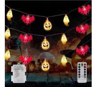 Fohil Halloween Lights Halloween String Lights 30 LED 3D Pumpkin Ghost Bat String Lights Halloween Decorations Battery Operated Halloween Indoor Decorations