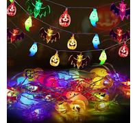 Fohil Halloween Lights Halloween String Lights 30 LED Pumpkin Ghost Bat String Lights Battery Operated Halloween Indoor Decorations