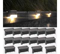 Fohil Solar Garden Lights Outdoor, 16 Pack Solar Fence Lights Waterproof, Decorations Outdoor for Stair, Steps,Garden, Yard, Pathway (Warm White)
