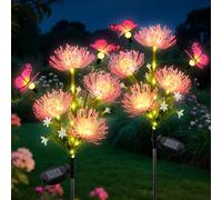 Fohil Solar Lights Outdoor Garden, 2 Pack 78 LED Solar Flower Lights with Butterfly, 2 Modes Waterproof Garden Ornaments for Yard,Patio, Landscape,Walkway Decoration