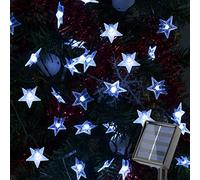 Fohil Solar String Lights Christmas 100 LED 12M Star Christmas Lights Outdoor Fairy Lights Solar Powered Waterproof Outdoor Christmas Decorations 8 Modes Decorative Lights for Garden Yard Fence Party