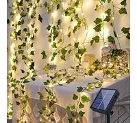 Fohil Solar String Lights Outdoor 100LED 12M Garland Fairy Lights Artificial Ivy Leaves 8 Modes LED Ivy Vine String Light Waterproof Decoration for Garden Balcony Wedding Party Christmas Room Decor