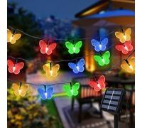 Fohil Solar String Lights Outdoor Garden, 5M 20 LED Solar Butterfly Lights, 8 Modes Solar Powered Fairy Lights, Solar Decorative Lights for Garden Balcony Fence Party Wedding Tree Christmas
