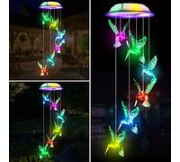 Fohil Upgraded Solar Hummingbird Wind Chimes,Color Changing Solar Garden Lights Outdoor Waterproof LED Hanging Light Wind Chime Lights Outdoor Christmas Decorations Gifts for Mom