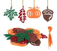 Fohuanky 16-Piece Felt Autumn Leaf Garland Pumpkins Acorns Maple Leaves Decorations Reusable Hanging Ornaments for Wall Window Fireplace Staircase Halloween Thanksgiving Home Decor (Colour 3)