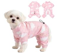 Fohuanky Dog Pyjamas for Small Dogs, Soft Breathable Full Body Dog Jumpsuit with Adjustable Back Length, Comfortable Puppy Pyjamas for Bichon Poodle Maltese Chihuahua XS-XL (Pink, XL)