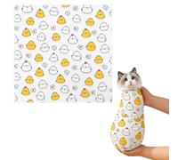 Fohuanky Self-Adhesive Cat Grooming Wrap for Nail Clipping Anti-Scratch Cat Swaddle Blanket Calming Cat Restraint Wrap for Stress-Free Grooming Medication (White, 55x55 CM)