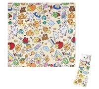 Fohuanky Self-Adhesive Cat Grooming Wrap for Nail Clipping Anti-Scratch Cat Swaddle Blanket Calming Cat Restraint Wrap for Stress-Free Grooming Medication (Beige, 70x70 CM)