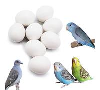 FOIBURELY 8 Pcs Solid Parrot Plastic Eggs Hatching Eggs Parrotlet，Budgie Parakeet，Diamond Dove Trick The Birds to Stop Laying Eggs, Fake Eggs（19mm*16mm）