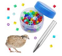FOIBURELY 90 pcs Bird Ring Leg Bands for Diamond Dove Button Quail Foot Ring with 1 Installer (Diameter 4mm)