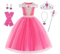 Foierp Aurora Princess Costume for Girls Sleeping Beauty Dress Up for Kids Deluxe Princess Fancy Dress with Accessories