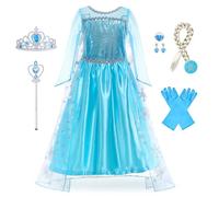Foierp Elsa Dress Up for Girls Frozen Costume with Accessories Set Princess Dress Up for Kids Fancy Dress for Halloween Cosplay Party