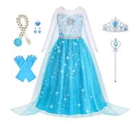 Foierp Elsa Dress Up for Girls Frozen Costume with Accessories Set Princess Dress Up for Kids Fancy Dress for Halloween Cosplay Party