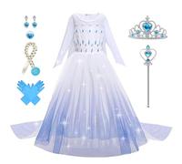 Foierp Elsa Dress up for Girls Princess Costume for Toddler Fancy Dress for Kids with Accessories for Halloween Cosplay Christmas Party