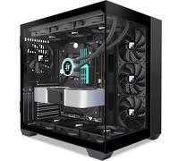 FOIFKIN F300 PC Case - Preinstalled 3 PWM without RGB Fans, ATX Mid-Tower Gaming PC Case, 270° Panoramic Glass with Type-C (Black, F300)