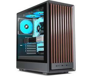 FOIFKIN M1 PC Case ATX with 4 PWM ARGB Fans, Front in Walnut Wood,Computer Case Mid-Tower,High Airflow,240mm Radiator Support,ATX Case Black,Gaming PC Case,Type-C(Black, M1)