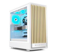 FOIFKIN M1 PC Case - Wood Walnut front, Pre-Installed 4 PWM ARGB Fan, ATX Mid-Tower Gaming PC Case, With Type-C (White, M1)