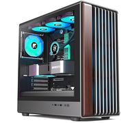 FOIFKIN M2 PC Case ATX with 7 PWM ARGB Fans, Walnut Wood Front,Computer Case Mid-Tower,High Airflow,360mm Radiator Support,ATX Case Black,Gaming PC Case,Type-C(Black, M2)