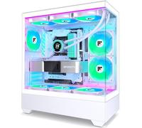 FOIFKIN PC Case - Pre-Installed 5 PWM ARGB Fan, ATX Mid-Tower Gaming PC Case, F1 (White, F1)
