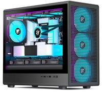 FOIFKIN X01 PC Case - Pre-installed 3 ARGB PWM Fans, MicroATX Gaming PC Case, Top Support 360mm Radiator with Type-C, Square Mesh Design for Increased Airflow, Removable Glass Side Panels, Black