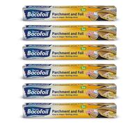 Foil and Parchment Paper 2 in 1 Easy to Shape 5m x 30cm | Durable and Tear Resistant | Non-Stick Coating - Pack of 6 Rolls