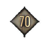 Foil Balloon 46 x 46 cm Number 70 - Balloon for Helium or Air - Balloon Ray Motif for Birthday Anniversary - Foil Balloon as Birthday Decoration Party Decoration - Black Gold