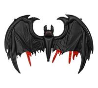Foil Balloon Bat Black with Red Accents - Approx. 120 x 81 cm, Air Filling, Includes Straw, Halloween Decoration Balloon, Large, Party Decoration, Scary Themed Bat Balloon, Reusable