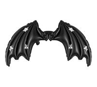 Foil Balloon Bat Wings, Black Matte with Stars, 85 x 50 cm