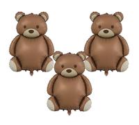 Foil Balloon Bear Large, Pack of 3 Brown Teddy Bear Balloons Helium Balloons Bear Birthday Decoration Cute Foil Balloons Children for Birthday, Teddy Bear Theme Party, Photography Accessories
