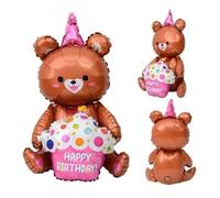 Foil balloon Bear with birthday cake 58x42cm