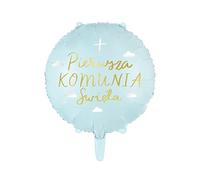 Foil balloon Blue Pierwsza Komunia Święta Round Decoration Polish Polskie Dekoracje