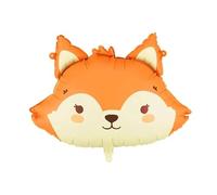 Foil Balloon Fox, Orange and Cream, 57x42 cm, Helium or Air Inflation, Includes Straw