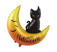 Foil Balloon Halloween - Black Cat and Moon, 88 x 76.5 cm - Scary Decoration for Scary Party, Happy Scary Balloon, Ideal for Air or Helium, Perfect Halloween Decoration for Party