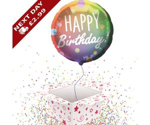 Foil Balloon 'Happy Birthday Dots Multi Colours Balloon in a Box