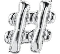 Foil Balloon Letter Sign Hashtag # Silver 40 cm - Balloon Decoration Party Balloon for Air Filling, Wedding, Birthday, New Year's Eve, Gift, Baby, Advertising, Shop Window, Photo Box, Name, Word