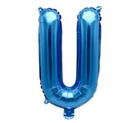 Foil Balloon Letter U Blue 40 cm - Balloon Letters Decoration Party Balloon for Air Filling, Wedding, Birthday, New Year's Eve, Gift, Baby, Advertising, Shop Window, Photo Box, Name, Word, Celebration